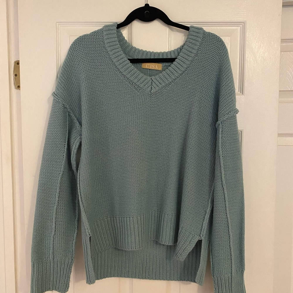 C’ISA Raw Hem Sweater- Hi-Lo